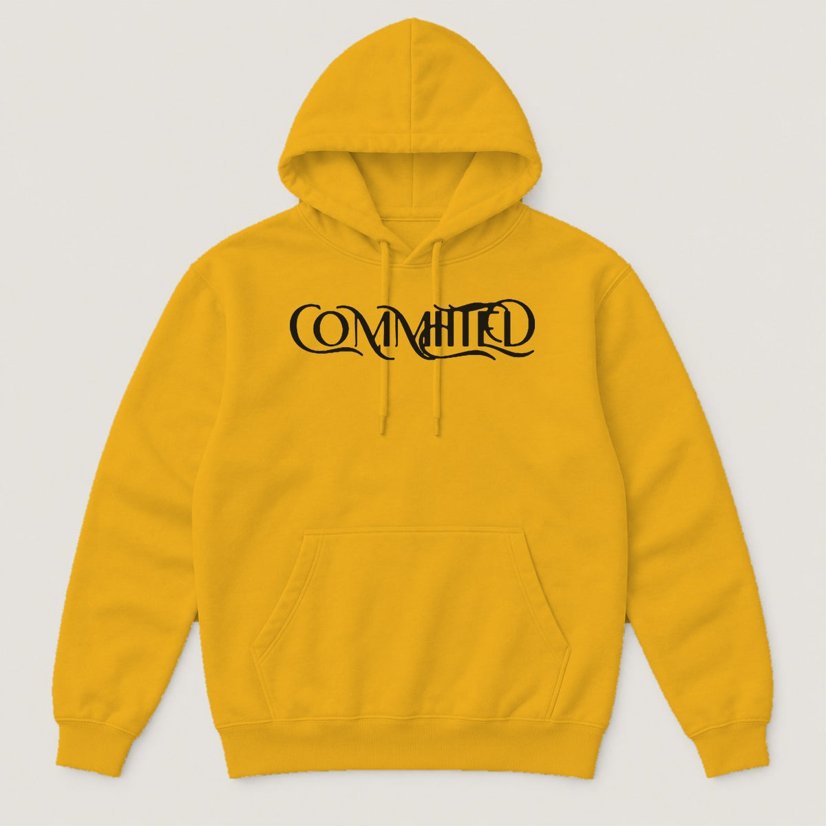Committed Script Hoodie in Gold