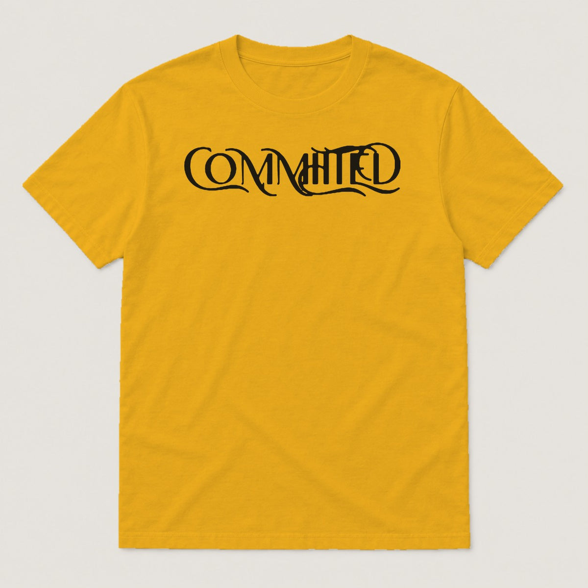 Committed Script Tee in Gold