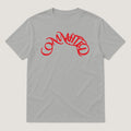 Committed Red Script Tee in Heather Gray