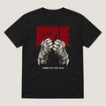 Discipline Tee — black t-shirt with Committed Fight Gear graphic