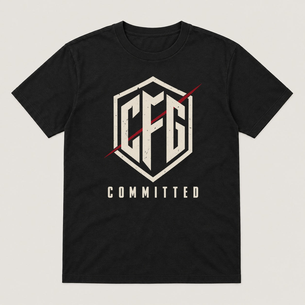 CFG Monogram Tee — black t-shirt with Committed Fight Gear graphic