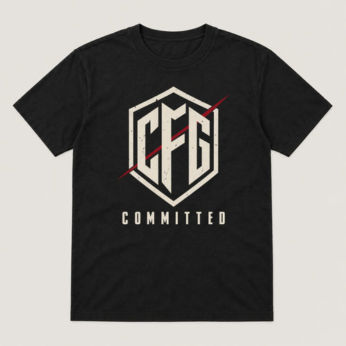 CFG Monogram Tee — black t-shirt with Committed Fight Gear graphic